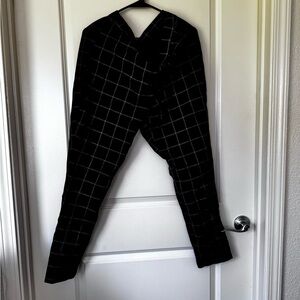 Morgan Taylor Black Straight Leg Pants with Grid Pattern